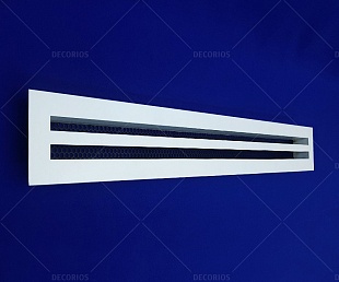 Решетка вентиляционная щелевая, с сеткой, белая, 600×80×1,5мм (фото 1)