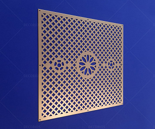 Решётка для вентиляции декоративная 450×450мм. Металл, окраска под бронзу. (фото 1)